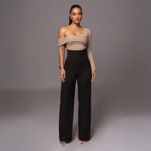 NWT JLUXLABEL Black High-Waisted Trousers